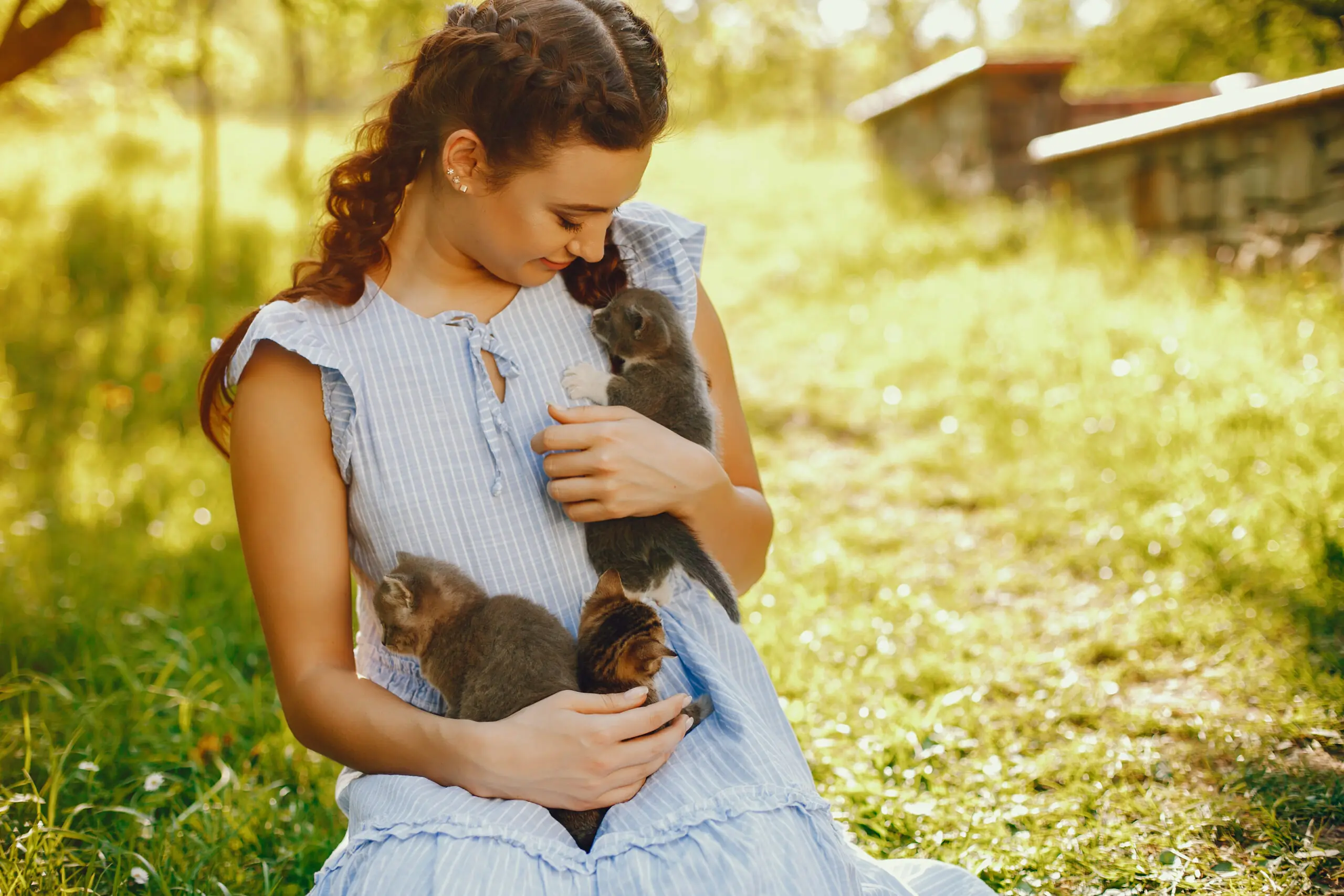 kittens with girl scaled