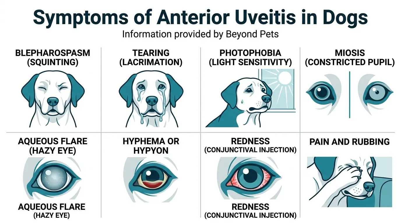 Symptoms of Anterior Uveitis in Dogs in Uveitis in Dogs: Causes, Symptoms, Diagnosis, Treatment