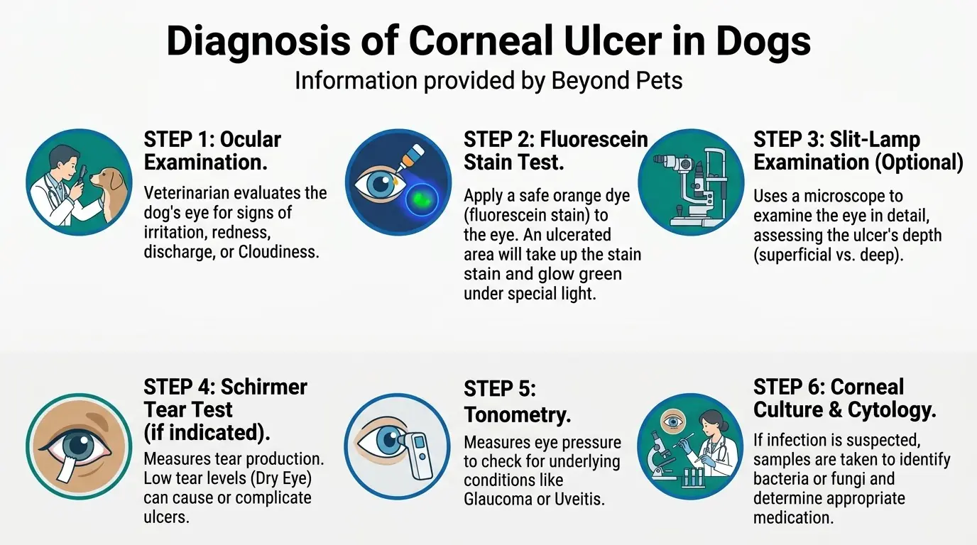 Diagnosis of Corneal Ulcer in Dogs in Corneal Ulcers in Dogs: Causes, Symptoms, Treatment