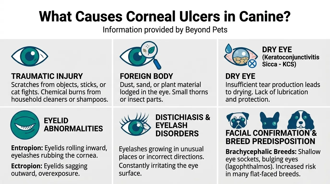 What Causes Corneal Ulcers in Canine? in Corneal Ulcers in Dogs: Causes, Symptoms, Treatment