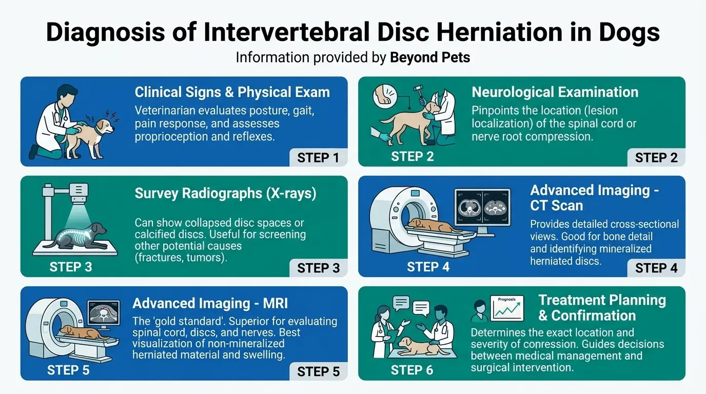 Diagnosis of Intervertebral Disc Herniation in Dogs in What is Intervertebral Disc Disease in Dogs?