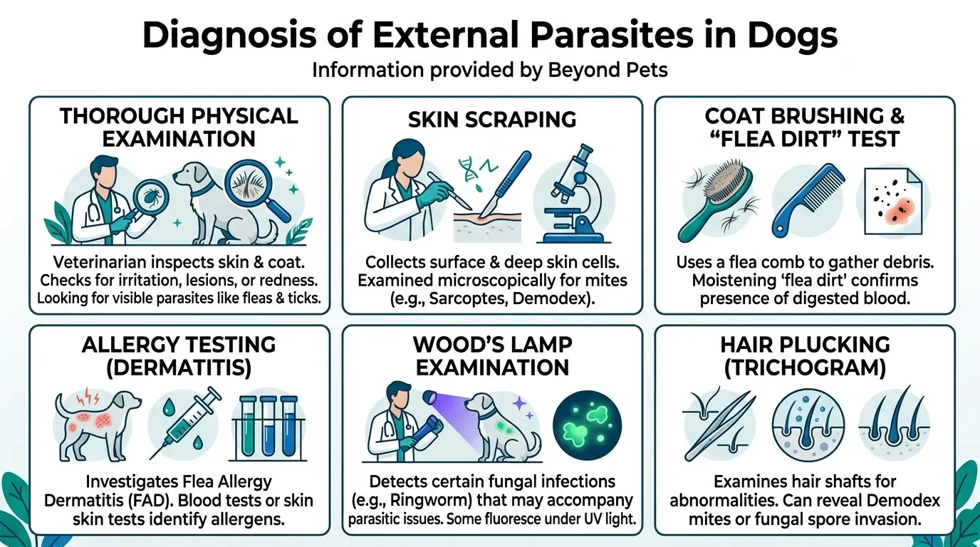 Diagnosis of External Parasites in Dogs in What are External Parasites in Dogs?