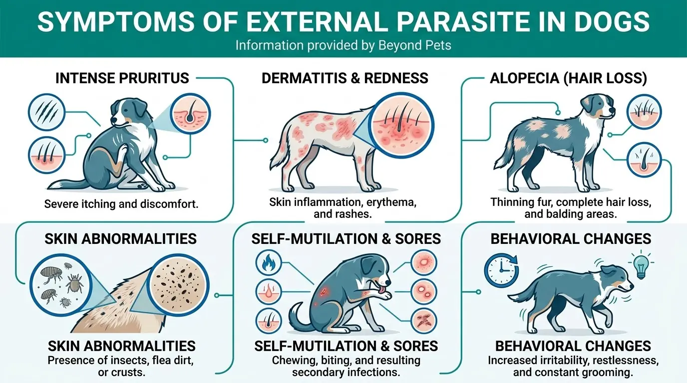 Symptoms of External Parasite in Dogs in What are External Parasites in Dogs?