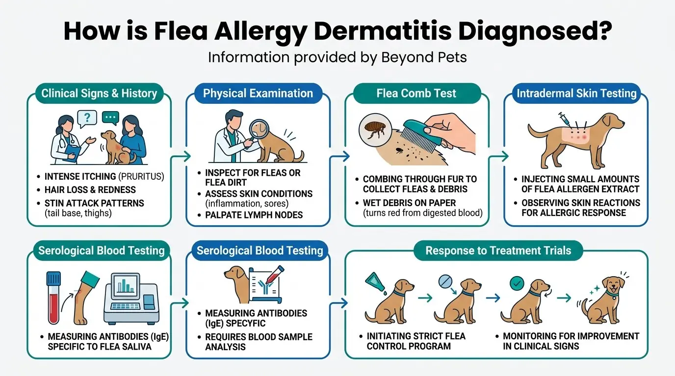 How is Flea Allergy Dermatitis Diagnosed? in Flea Allergy in Dogs: Why Do They Happen?