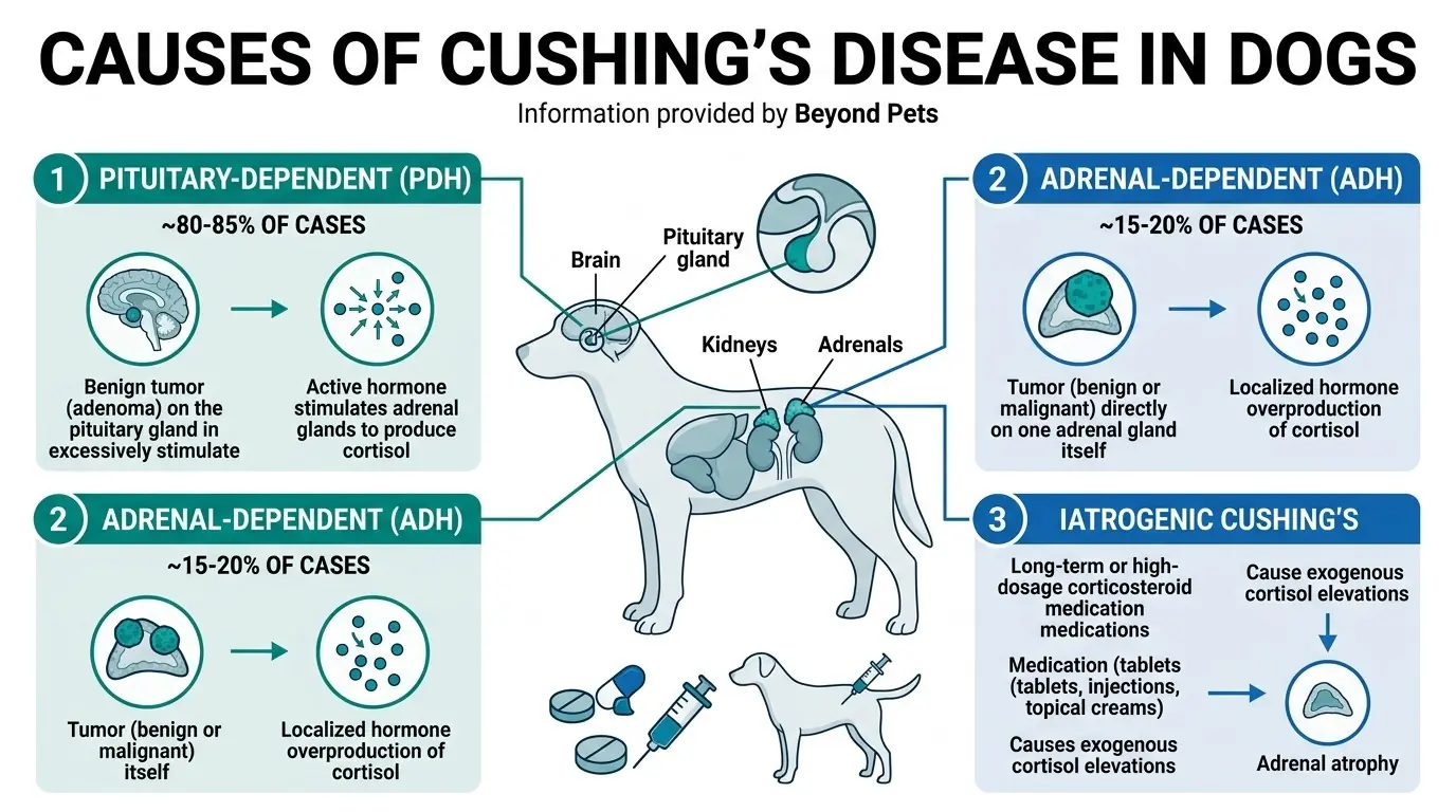 Causes of Cushing's Disease in Dogs in What is Hyperadrenocorticism (Cushing's Disease) in Dogs?