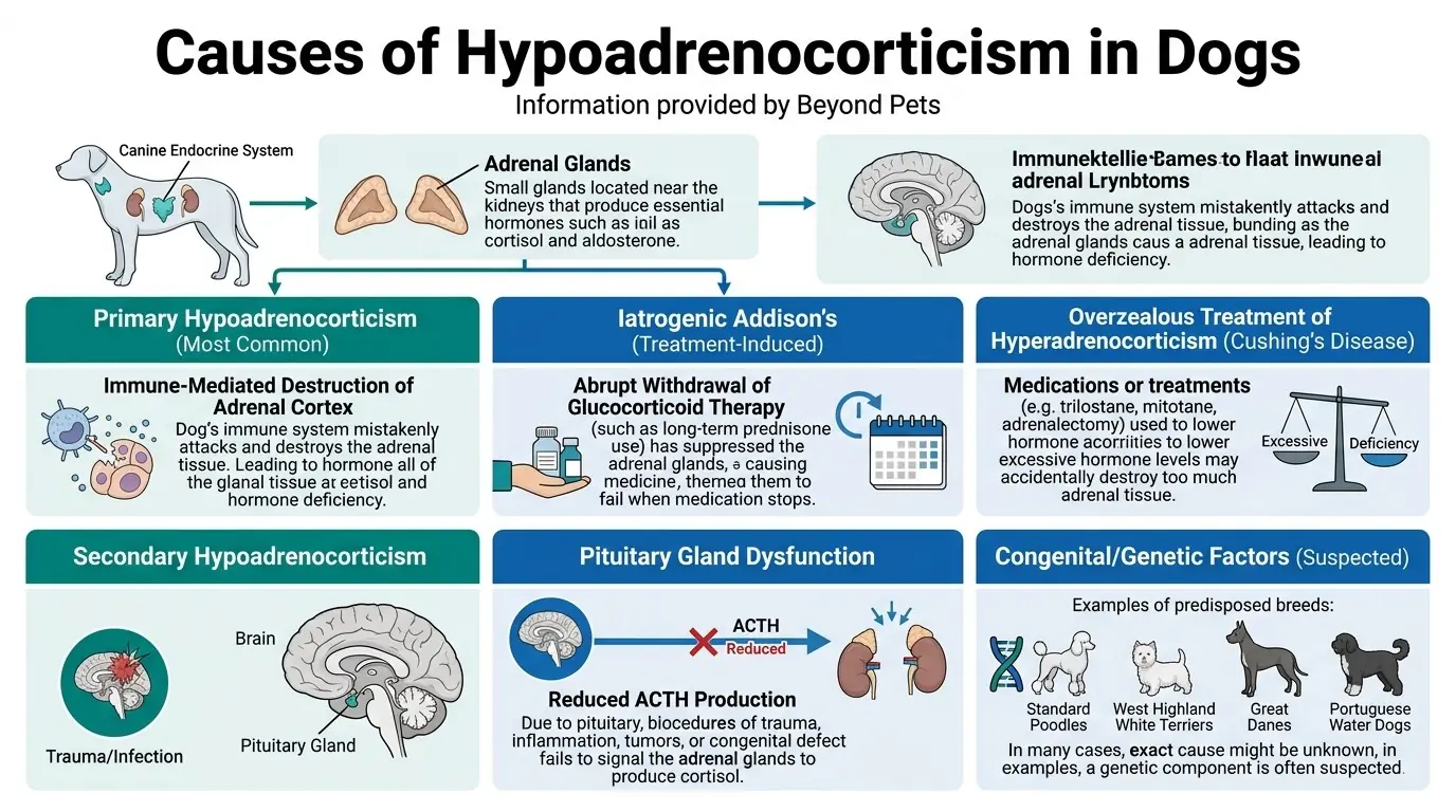 Causes of Hypoadrenocorticism in Dogs in What is Hypoadrenocorticism (Addison's Disease) in Dogs?