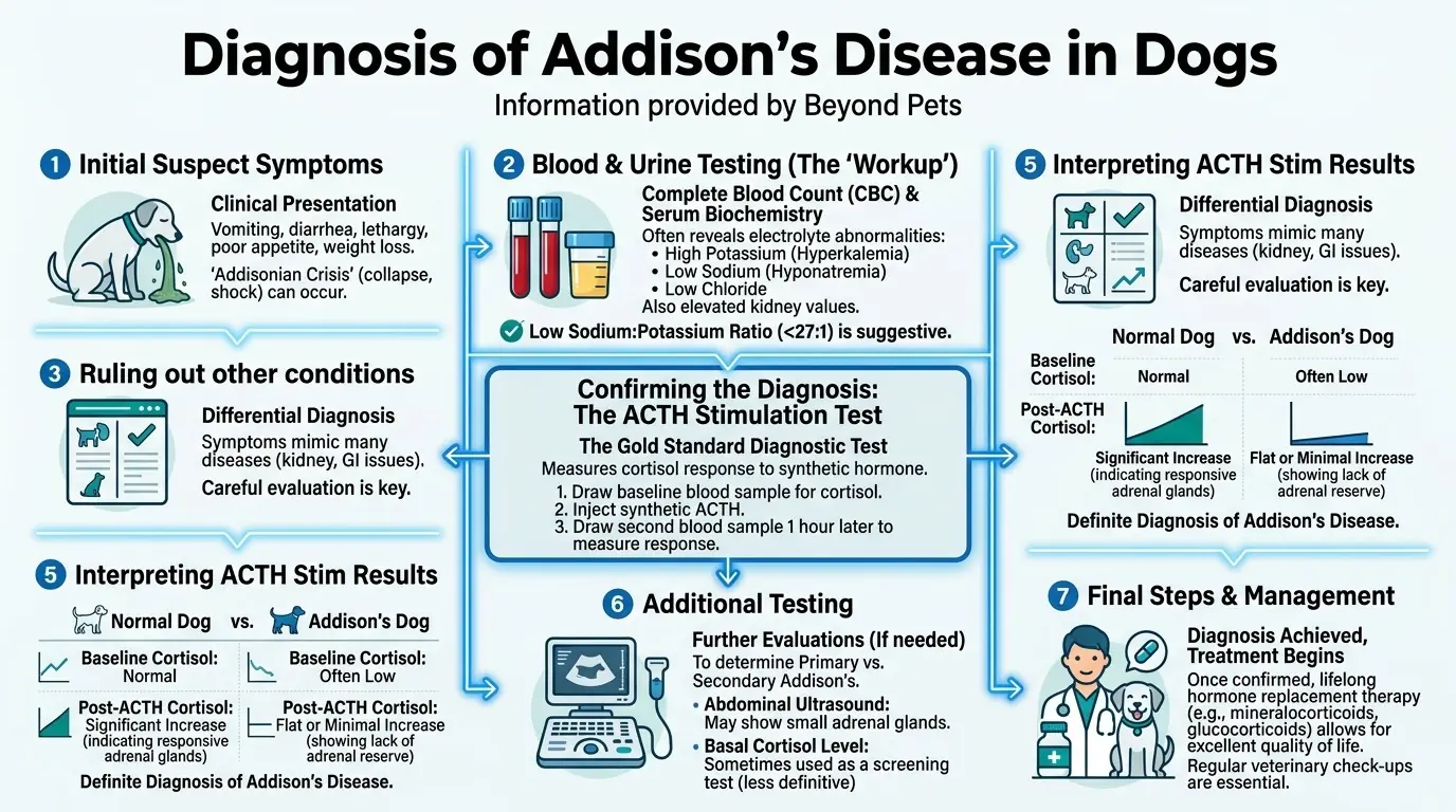 Diagnosis of Addison's Disease in Dogs in What is Hypoadrenocorticism (Addison's Disease) in Dogs?