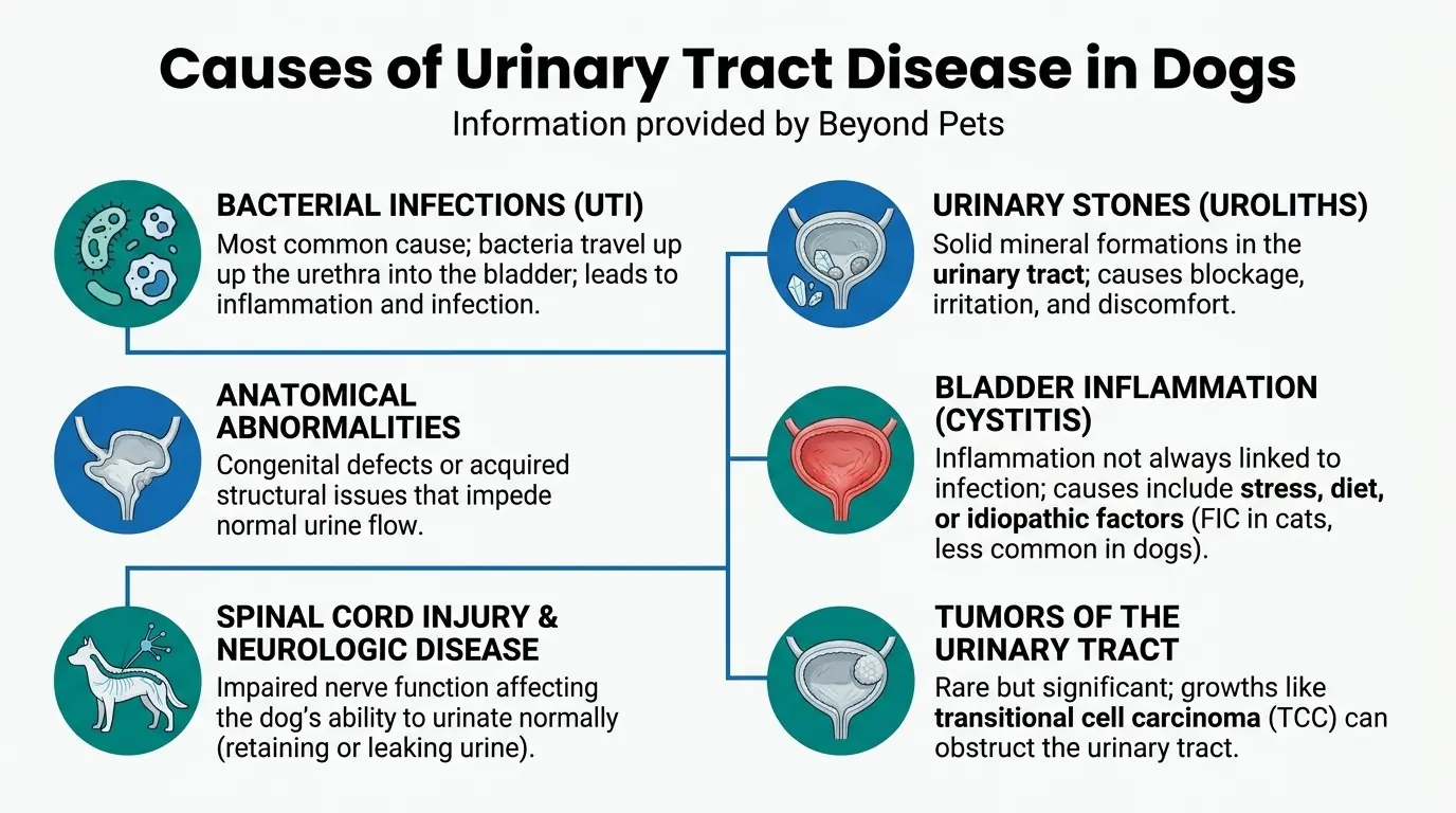 Causes of Urinary Tract Disease in Dogs in What is Urinary Tract Disease in Dogs?