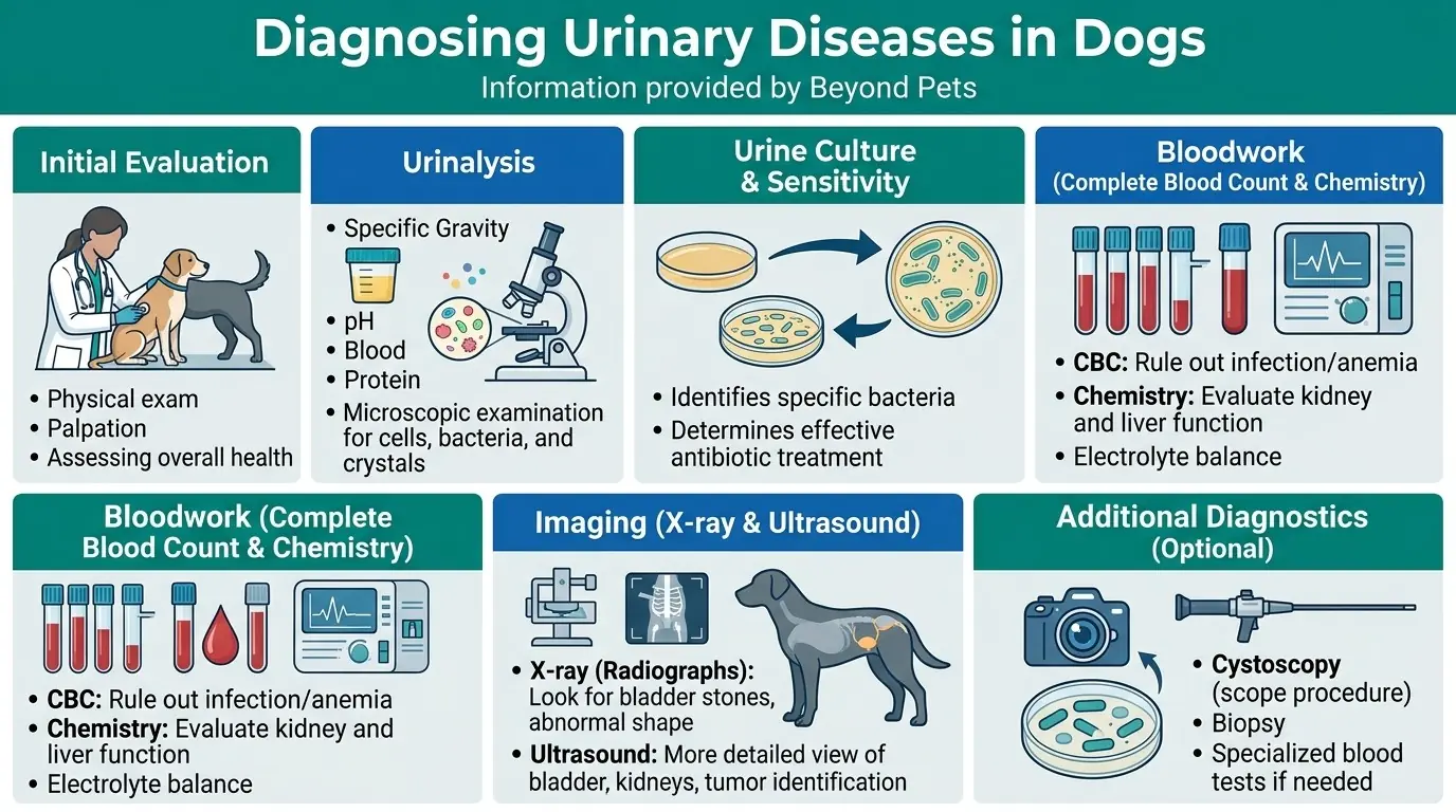 Diagnosing Urinary Diseases in Dogs in What is Urinary Tract Disease in Dogs?