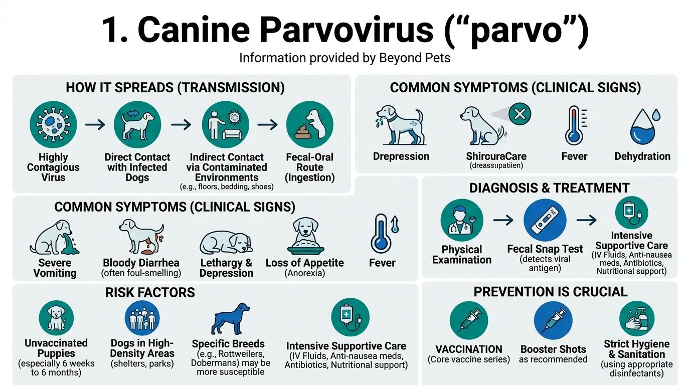 1. Canine Parvovirus ("parvo") in Common Infectious Diseases in Dogs: Top 10 Infections to Know