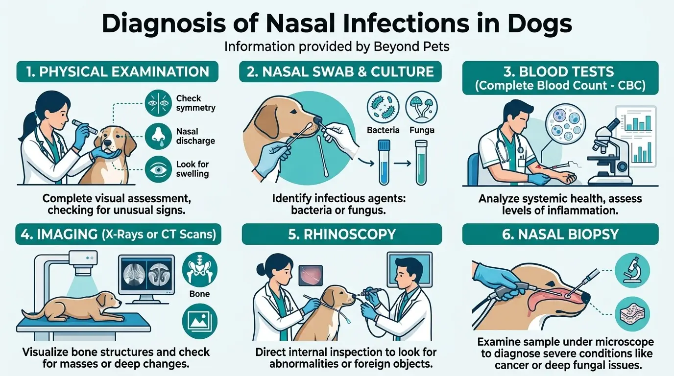 Diagnosis of Nasal Infections in Dogs in What are Nasal Infections in Dogs?