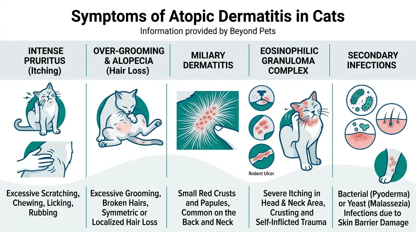 Symptoms of Atopic Dermatitis in Cats in What Is Atopic Dermatitis in Cats?