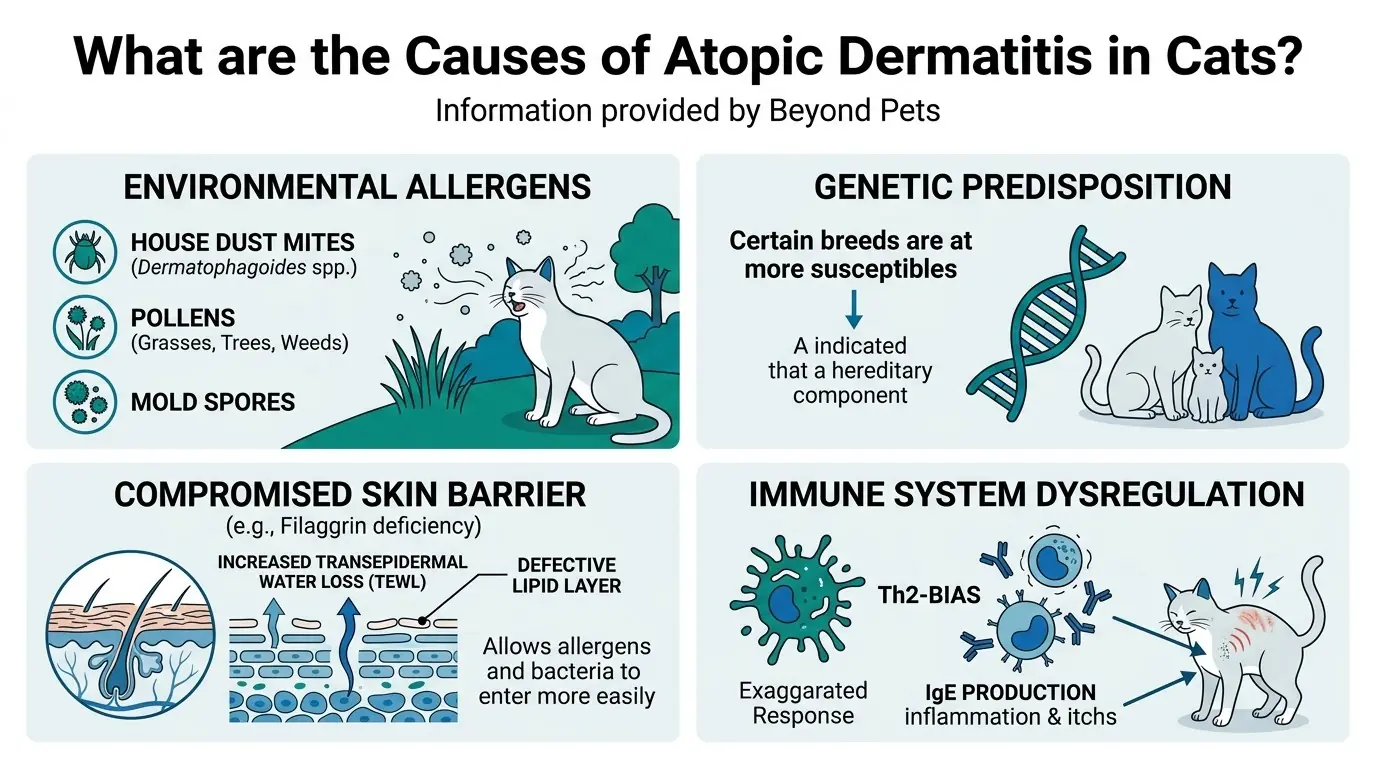 What are the Causes of Atopic Dermatitis in Cats? in What Is Atopic Dermatitis in Cats?