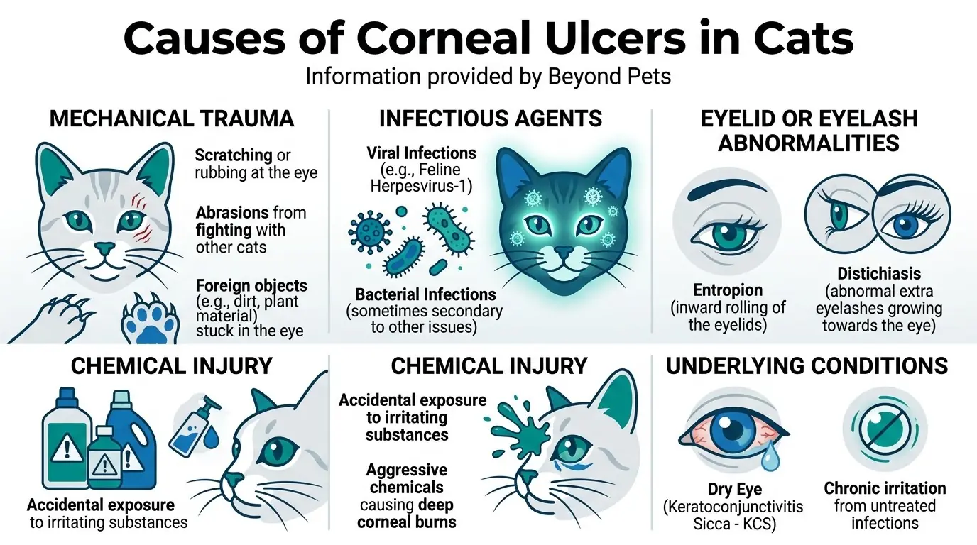 Causes of Corneal Ulcers in Cats in What are Corneal Ulcers in Cats?