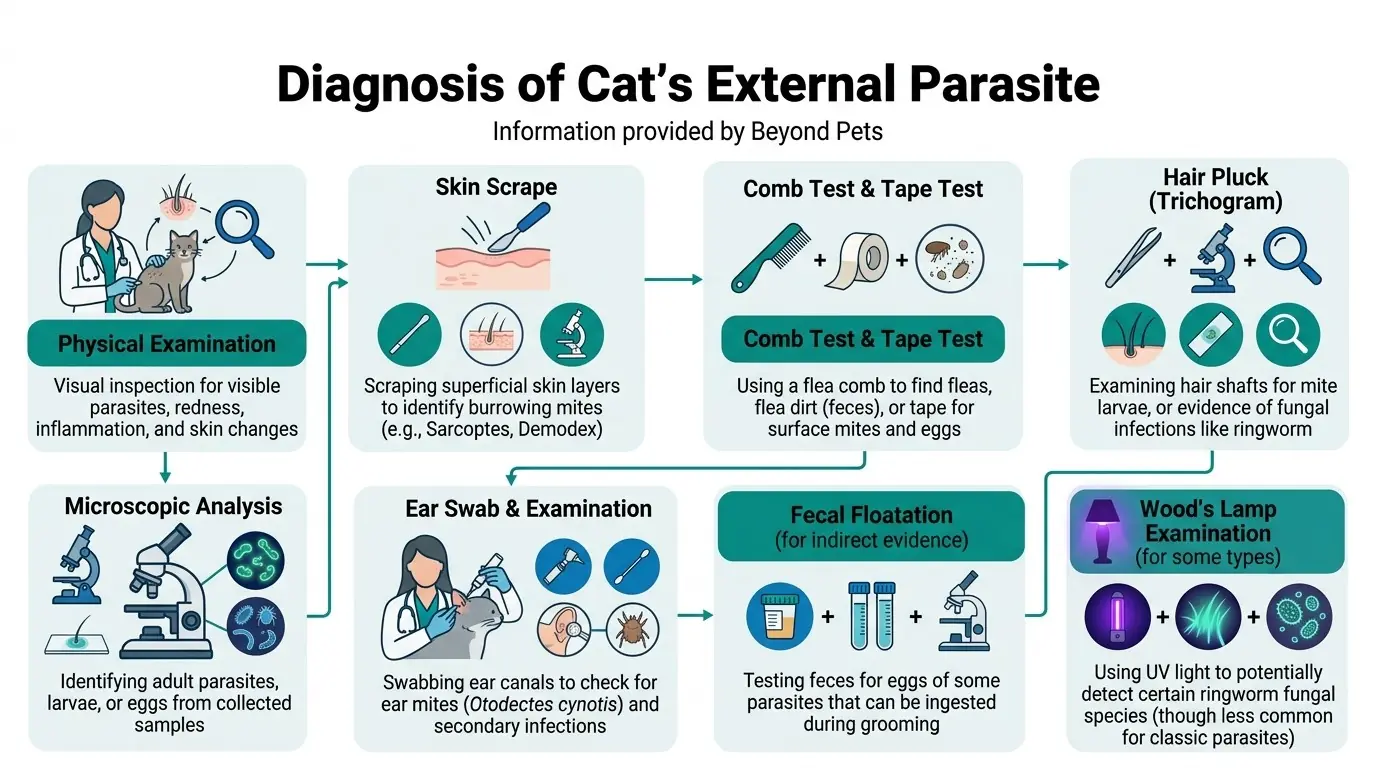 Diagnosis of Cat's External Parasite in What is External Parasite in Cats