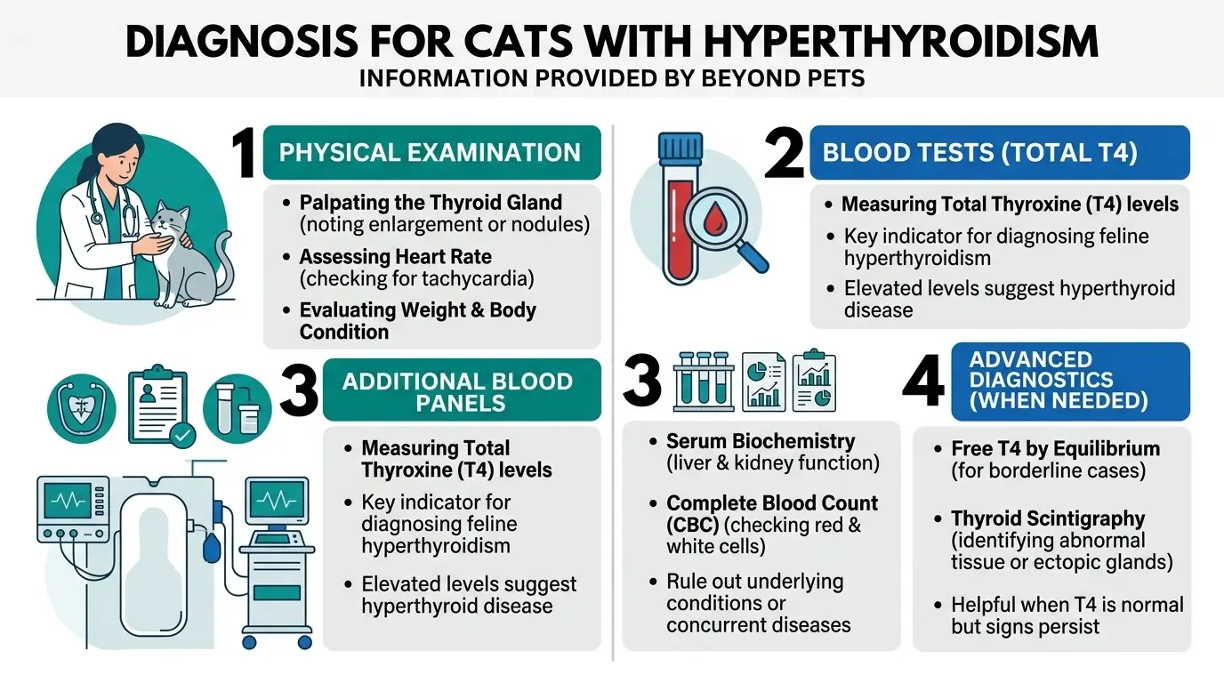 Diagnosis for Cats with Hyperthyroidism in What is Hyperthyroidism in Cats?