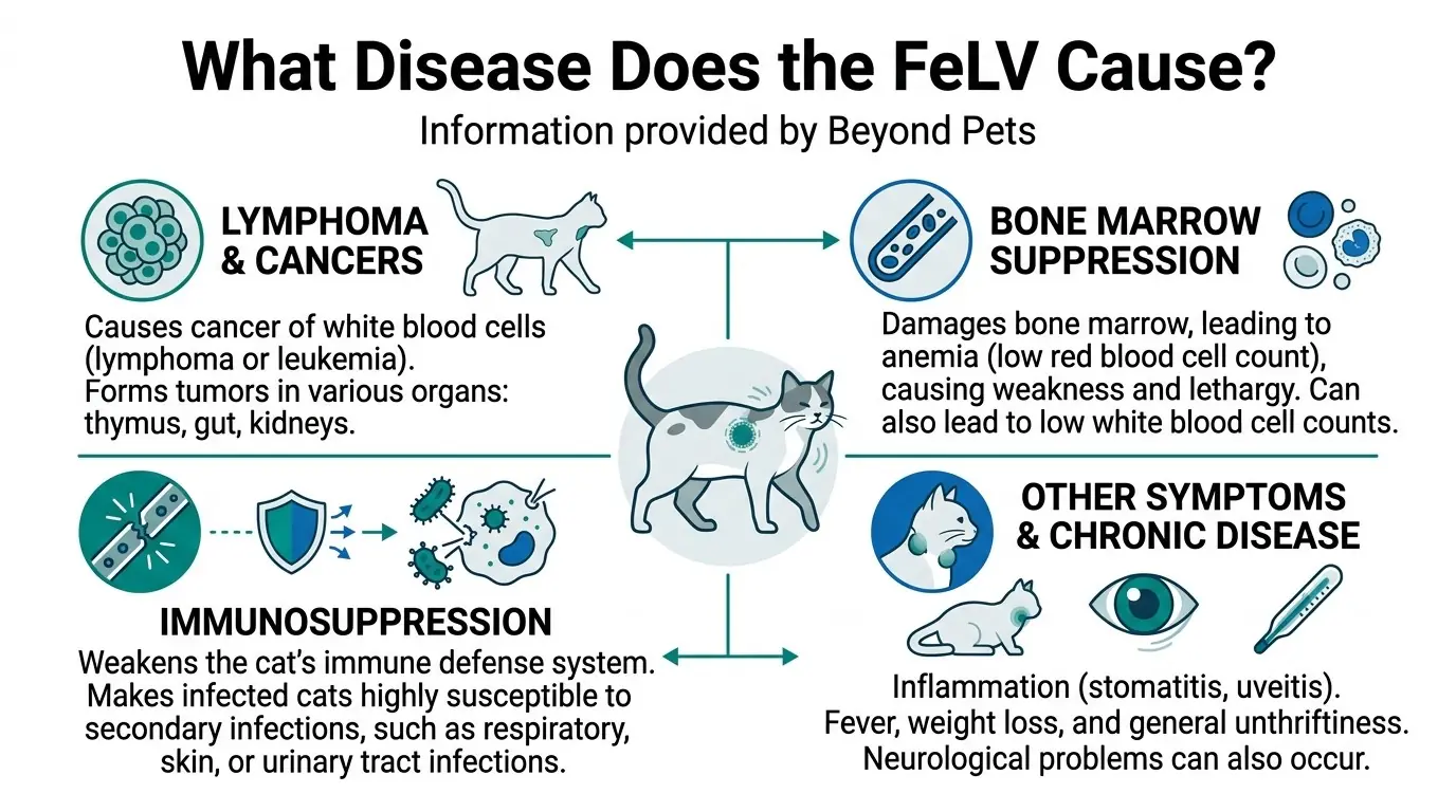 What Disease Does the FeLV Cause? in What is Feline Leukemia Virus (FeLV)?