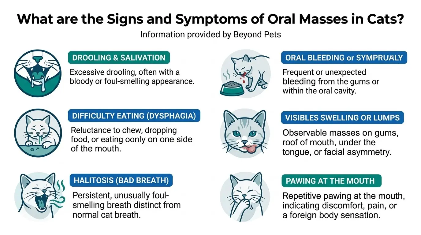 What are the Signs and Symptoms of Oral Masses in Cats? in What are Oral Masses in Cats?
