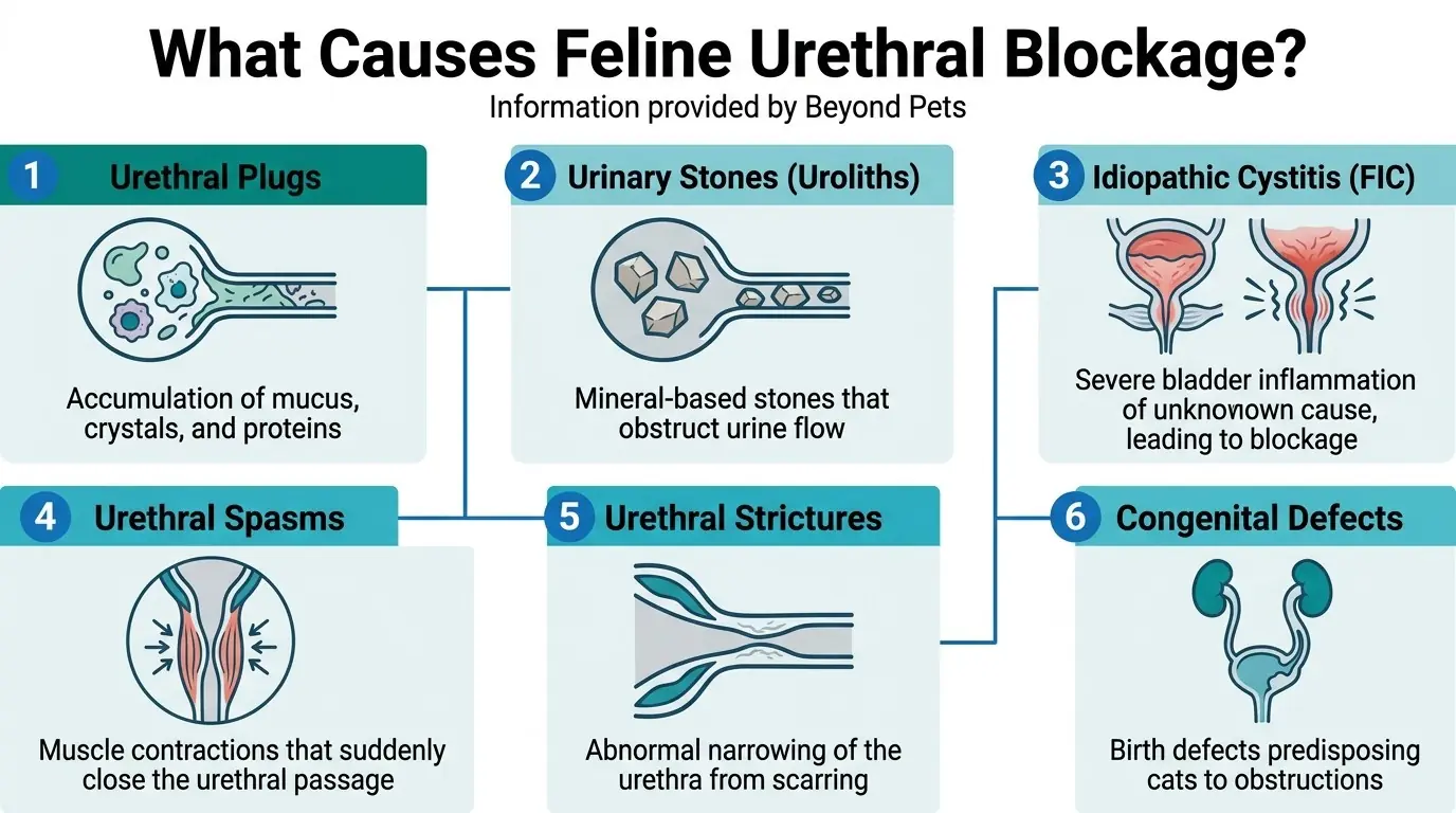 What is Urethral Obstruction in Cats? 1 What Causes Feline Urethral Blockage? in What is Urethral Obstruction in Cats?