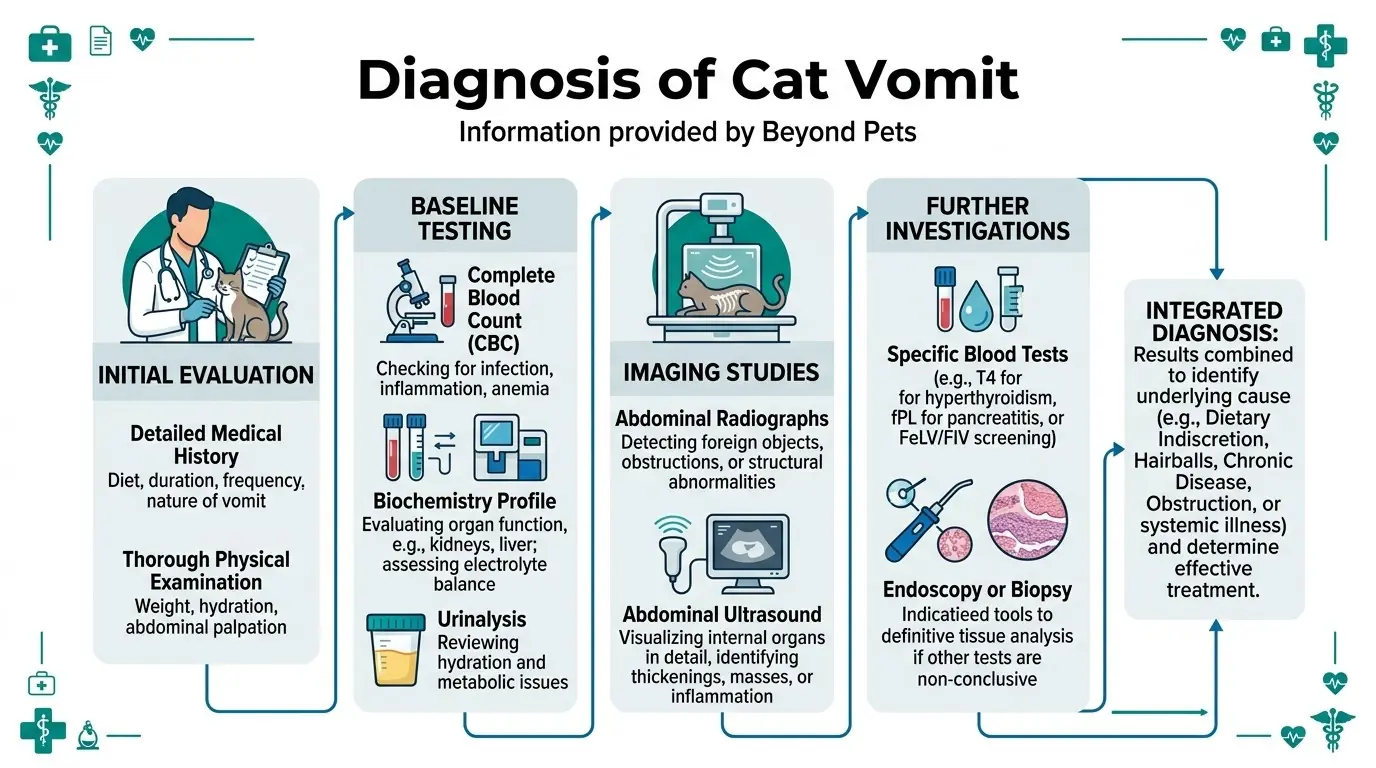 Diagnosis of Cat Vomit in Why Does a Cat Vomit?