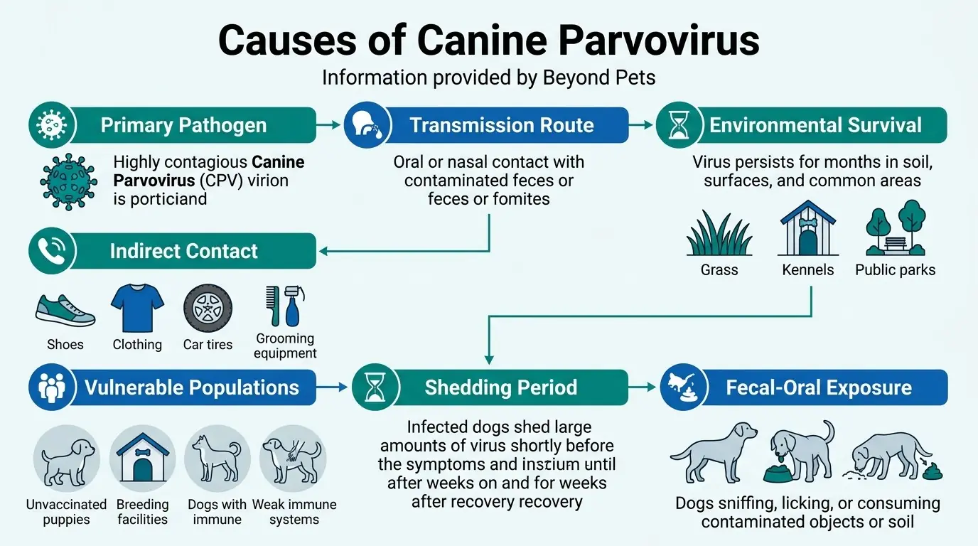 Canine Parvovirus: Causes, Symptoms, Diagnosis, Treatment 1 Causes of Canine Parvovirus in Canine Parvovirus: Causes, Symptoms, Diagnosis, Treatment